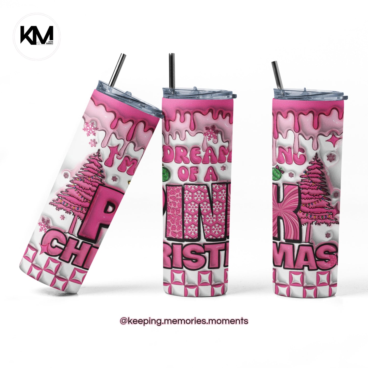 Pink Christmas. 20oz. Skinny Tumbler