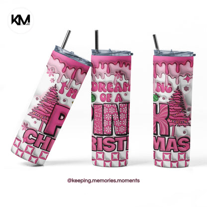 Pink Christmas. 20oz. Skinny Tumbler
