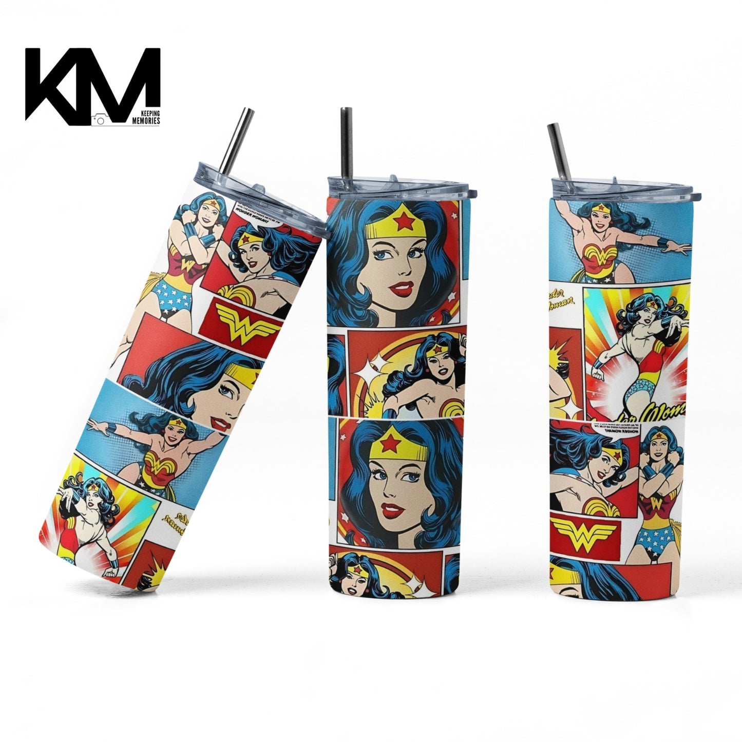 Wonder Woman Comic. 20oz. Skinny Tumbler