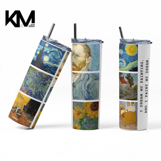 Van Gogh Collage Skinny Tumbler 20oz